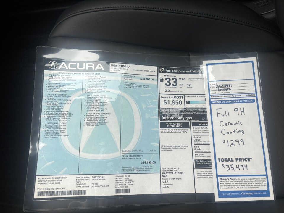 19UDE4H21SA020451 2025 Acura Integra A-SPEC
