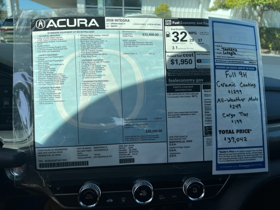 19UDE4H25TA011642 2026 Acura Integra FWD