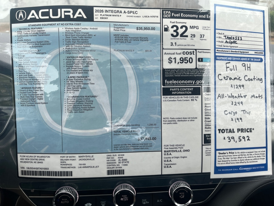 19UDE4H30TA010553 2026 Acura Integra FWD A-Spec