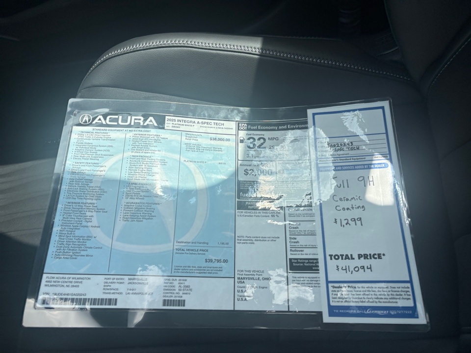 19UDE4H61SA020243 2025 Acura Integra A-SPEC Technology