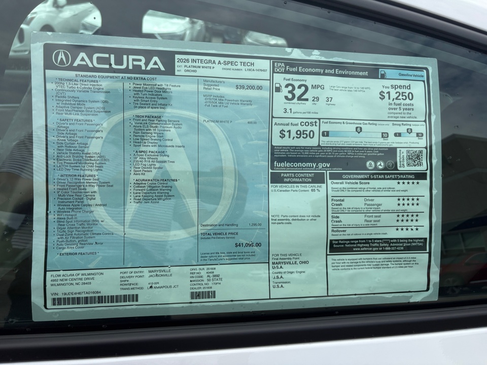19UDE4H67TA016084 2026 Acura Integra FWD A-Spec with Technology