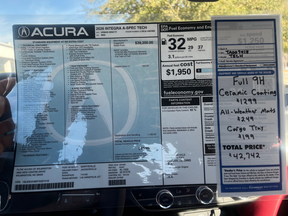 19UDE4H69TA007418 2026 Acura Integra FWD A-Spec with Technology