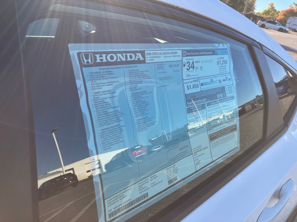 19XFL2H84TE008475 2026 Honda Civic Hatchback Sport