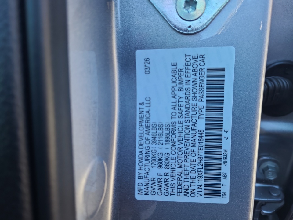 19XFL2H87TE018448 2026 Honda Civic Hatchback Sport