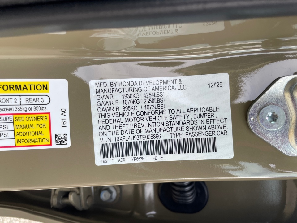 19XFL4H93TE006866 2026 Honda Civic Hybrid Sport Touring