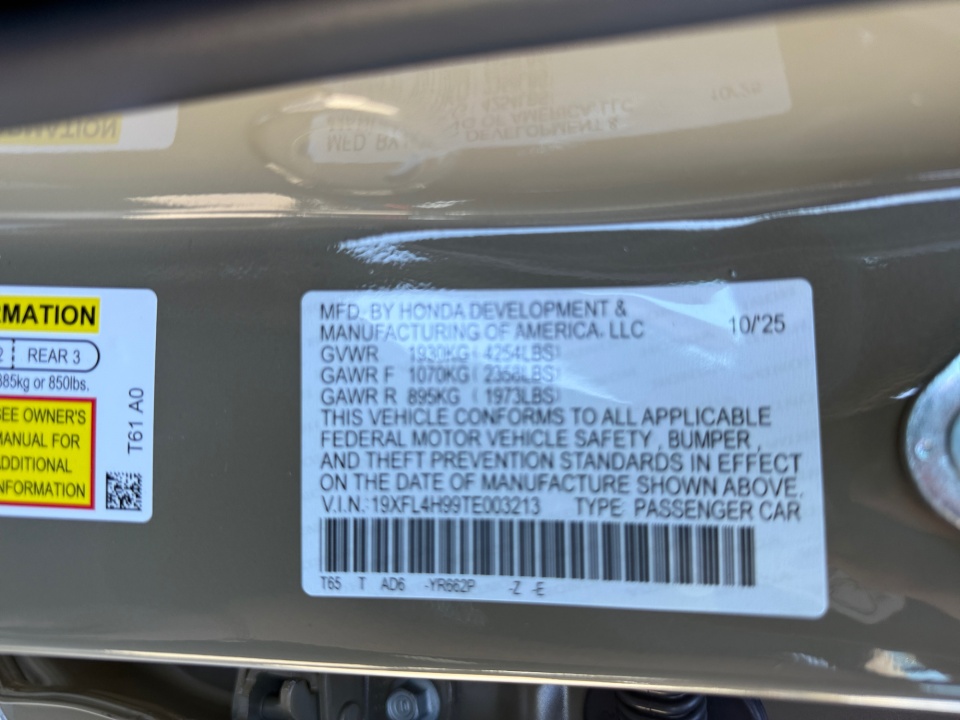 19XFL4H99TE003213 2026 Honda Civic Hybrid Sport Touring