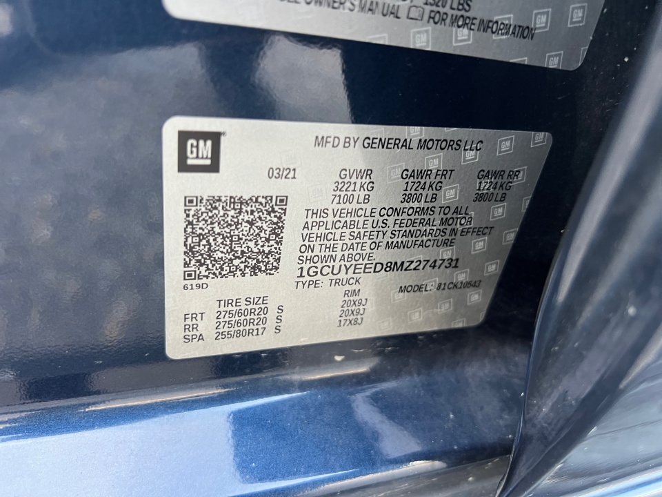 1GCUYEED8MZ274731 2021 Chevrolet Silverado 1500 4WD Crew Cab Short Bed RST