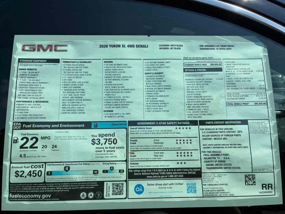 1GKS2JK81TR397153 2026 GMC Yukon XL Denali