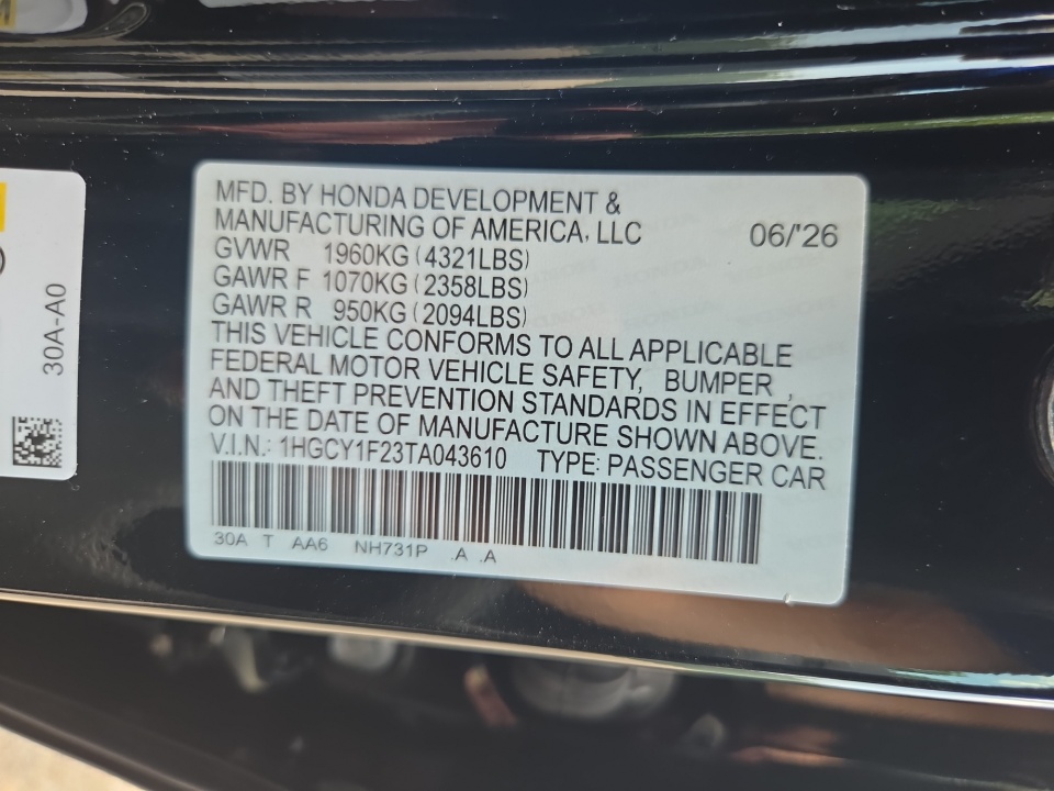1HGCY1F23TA043610 2026 Honda Accord Sedan LX
