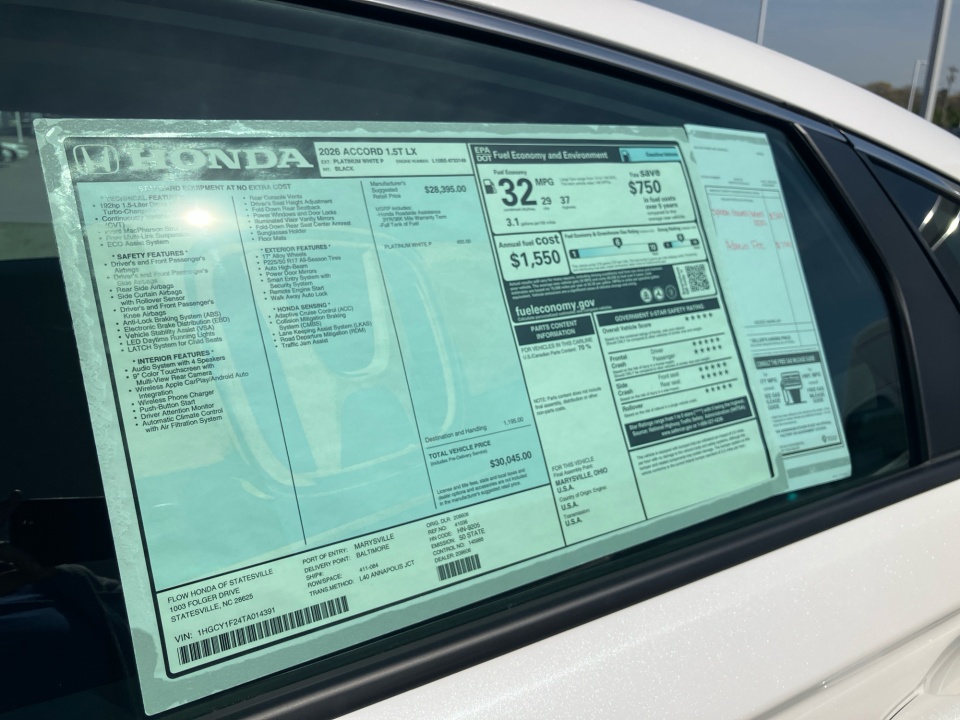 1HGCY1F24TA014391 2026 Honda Accord Sedan LX