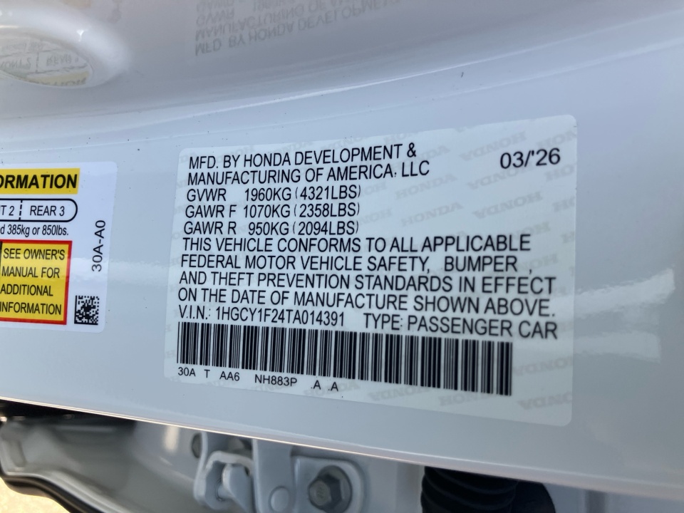 1HGCY1F24TA014391 2026 Honda Accord Sedan LX