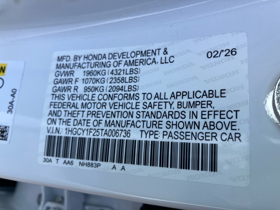 1HGCY1F25TA006736 2026 Honda Accord Sedan LX