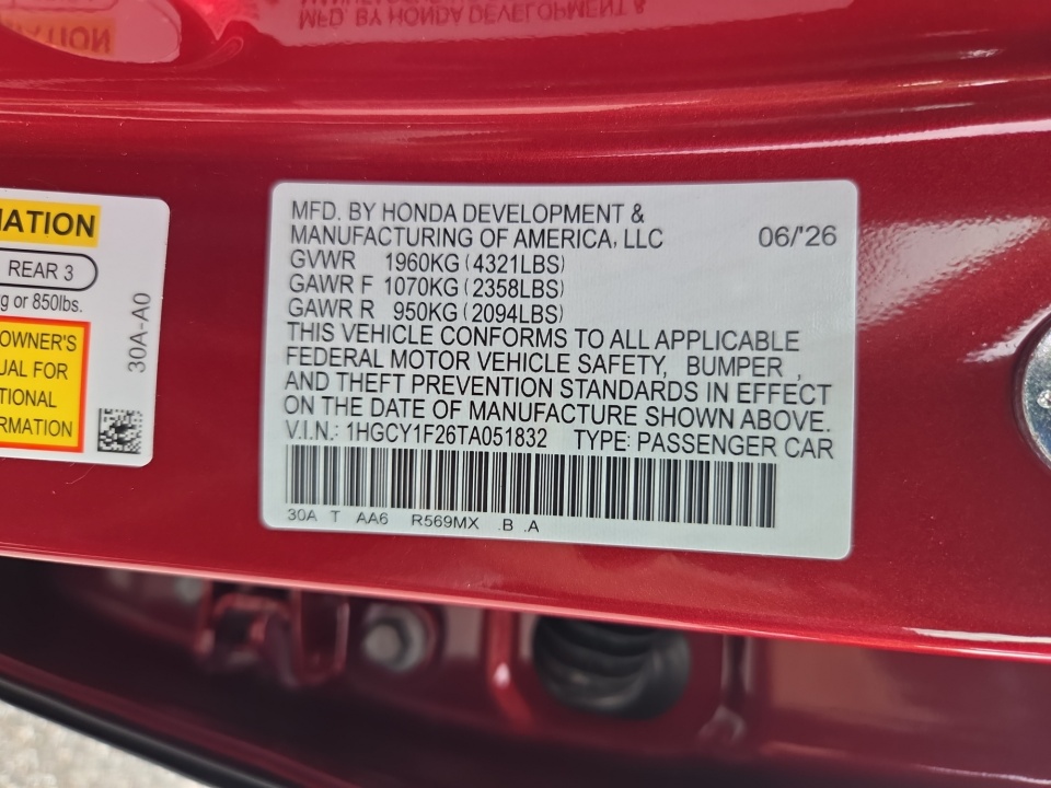 1HGCY1F26TA051832 2026 Honda Accord Sedan LX
