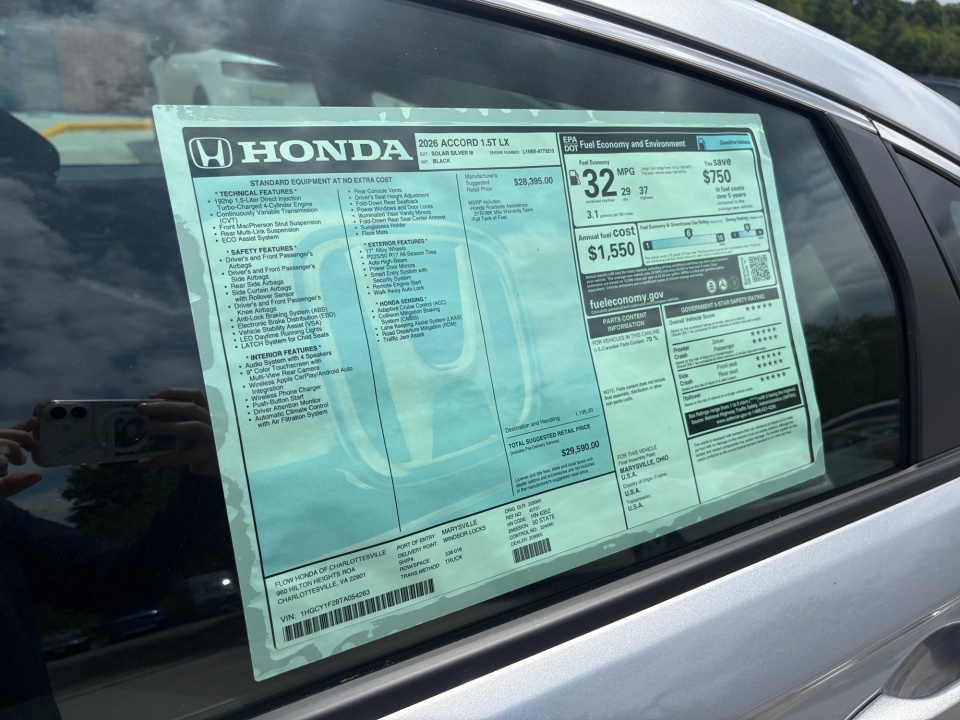 1HGCY1F28TA054263 2026 Honda Accord Sedan LX