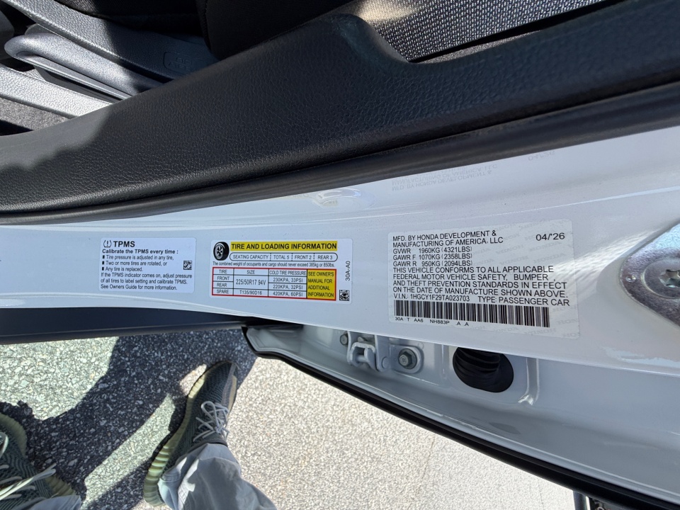 1HGCY1F29TA023703 2026 Honda Accord Sedan LX