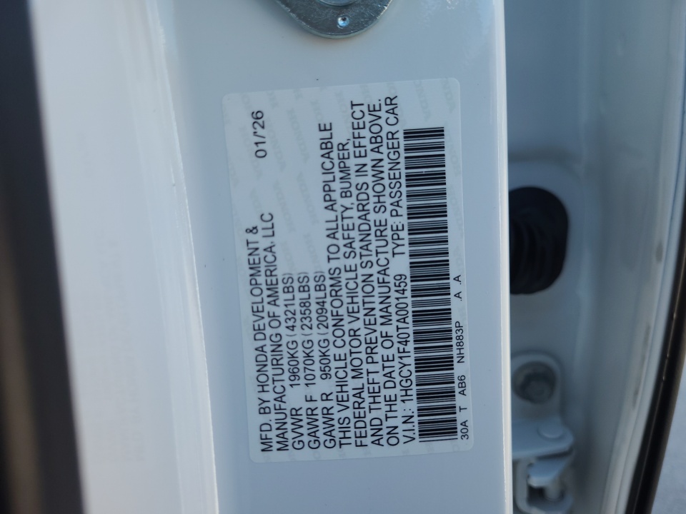1HGCY1F40TA001459 2026 Honda Accord Sedan SE