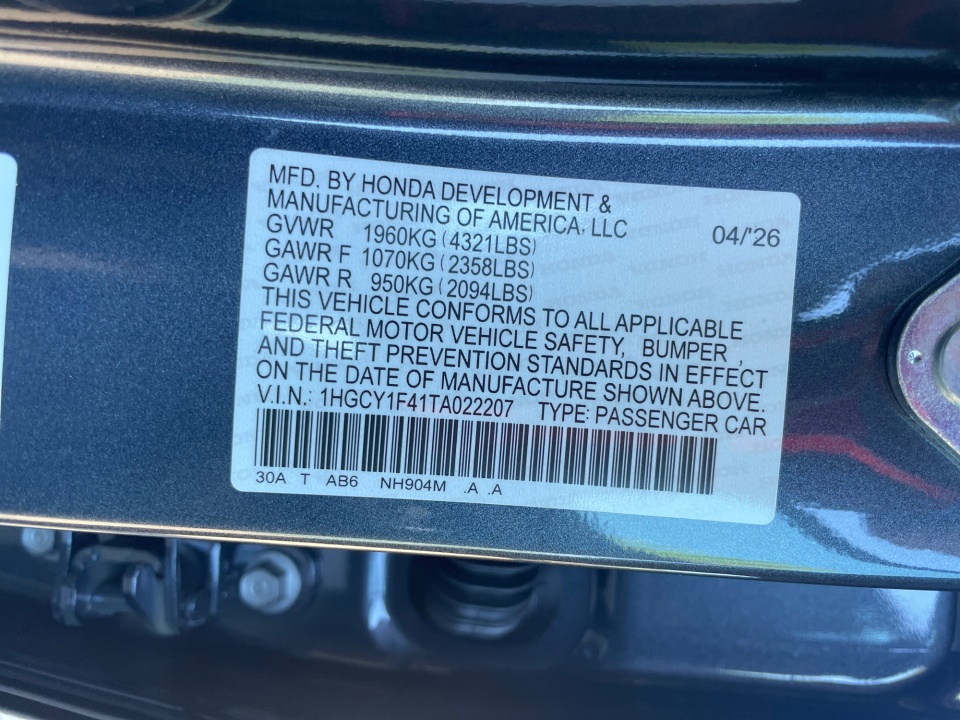 1HGCY1F41TA022207 2026 Honda Accord Sedan SE