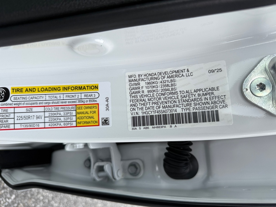 1HGCY1F45SA073014 2025 Honda Accord Sedan SE