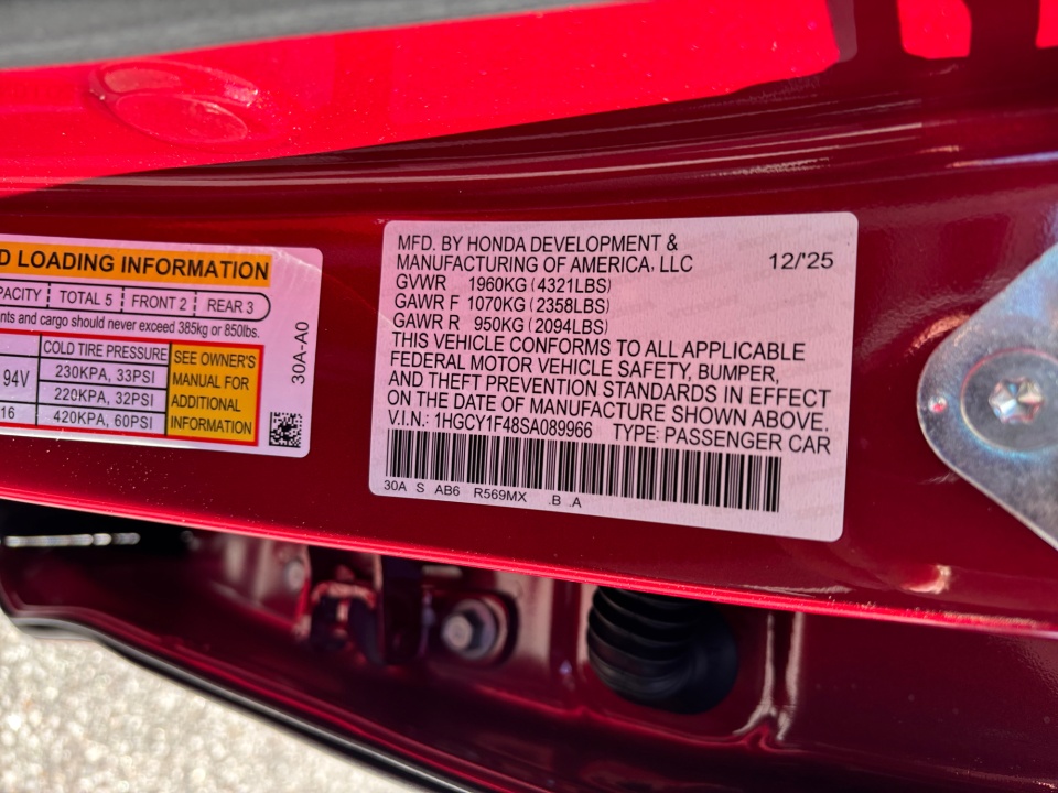 1HGCY1F48SA089966 2025 Honda Accord Sedan SE