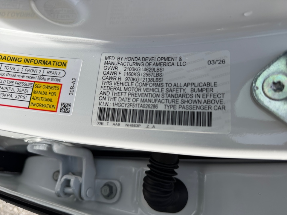 1HGCY2F51TA026286 2026 Honda Accord Hybrid Sport