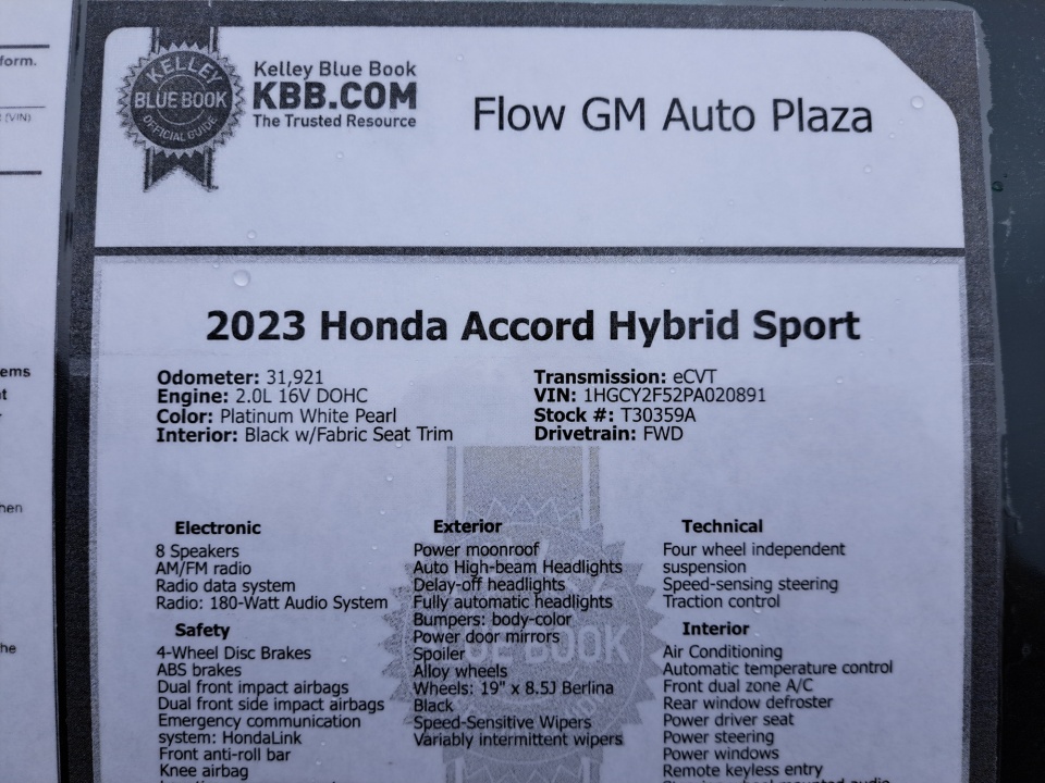 Used 2023 Honda Accord Hybrid Sedan