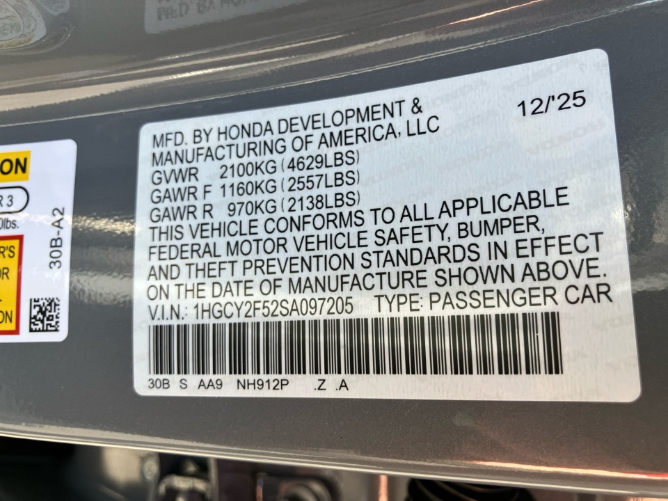 1HGCY2F52SA097205 2025 Honda Accord Hybrid Sport
