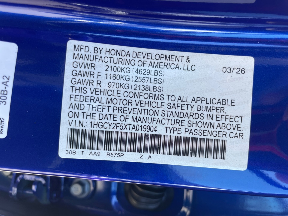 1HGCY2F5XTA019904 2026 Honda Accord Hybrid Sport