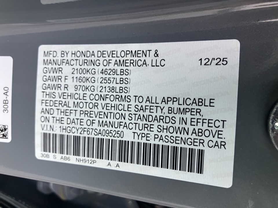 1HGCY2F67SA095250 2025 Honda Accord Hybrid EX-L