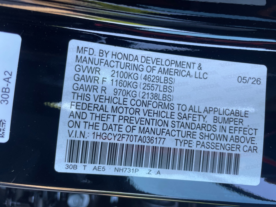 1HGCY2F70TA036177 2026 Honda Accord Hybrid Sport-L