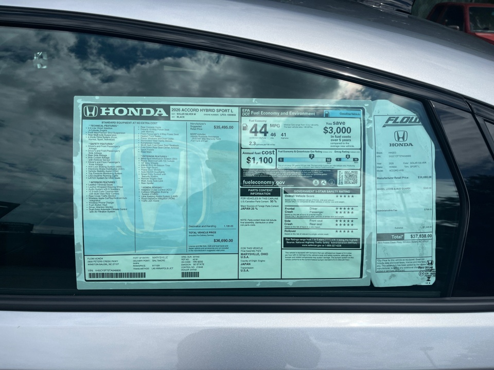 1HGCY2F72TA046600 2026 Honda Accord Hybrid Sport-L