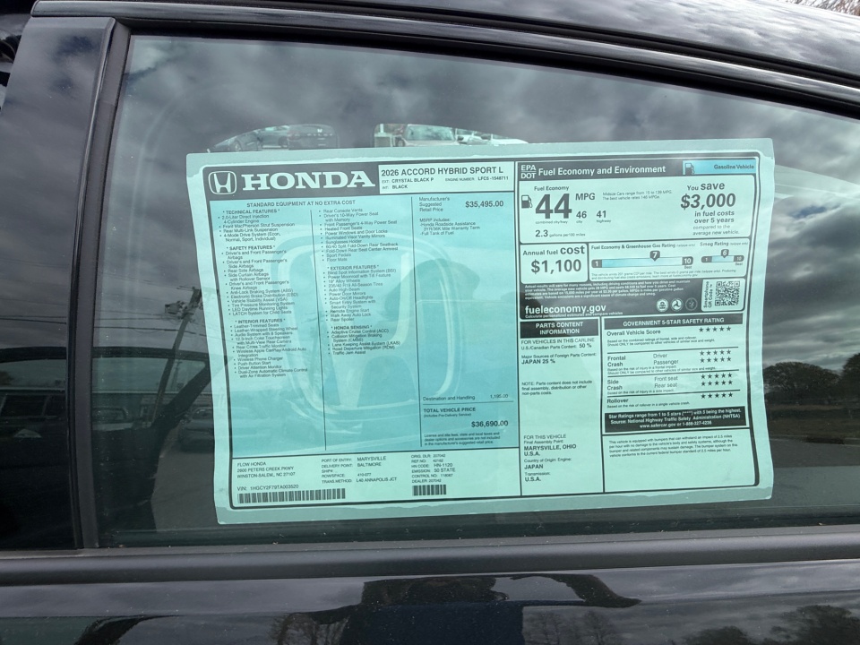 1HGCY2F73TA034956 2026 Honda Accord Hybrid Sport-L