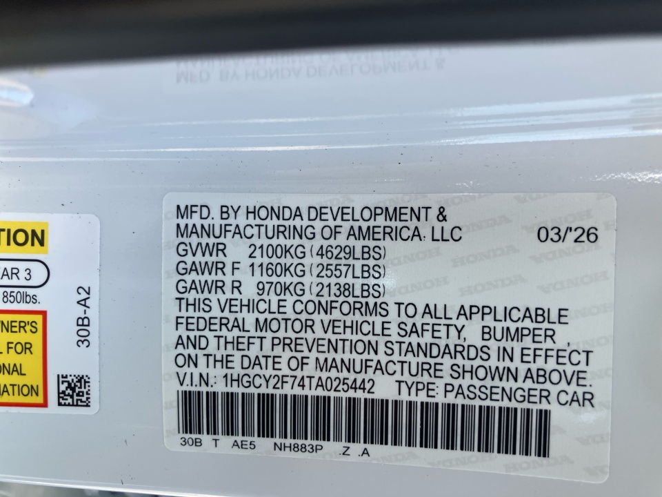 1HGCY2F74TA025442 2026 Honda Accord Hybrid Sport-L