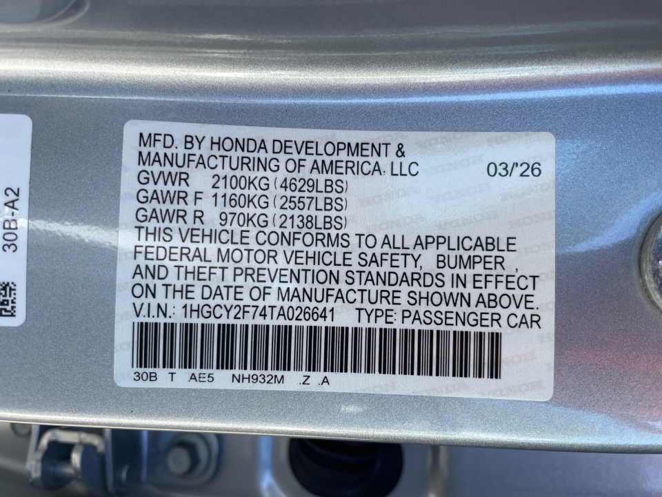 1HGCY2F74TA026641 2026 Honda Accord Hybrid Sport-L