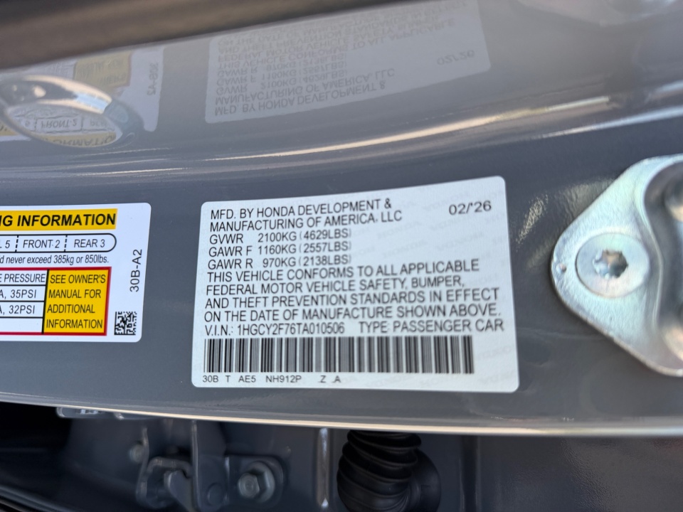 1HGCY2F76TA010506 2026 Honda Accord Hybrid Sport-L