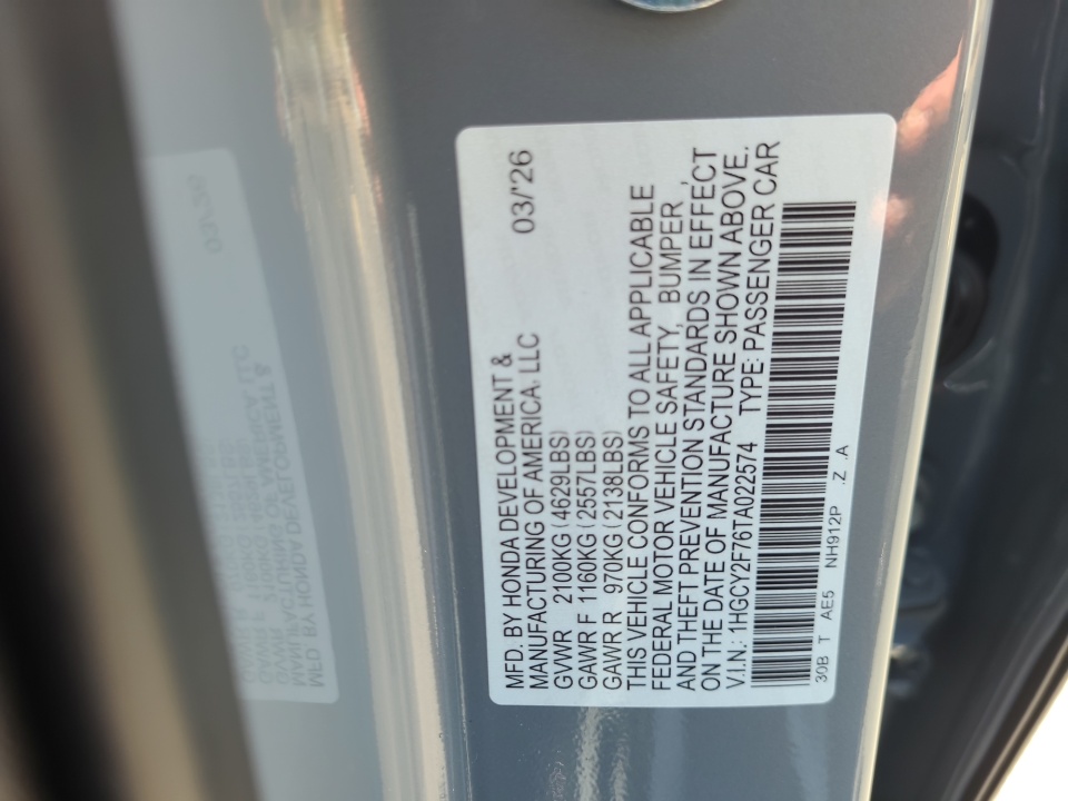 1HGCY2F76TA022574 2026 Honda Accord Hybrid Sport-L