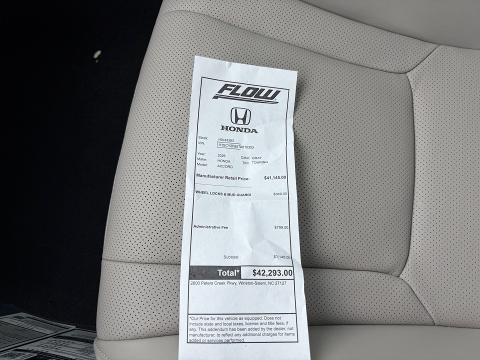 1HGCY2F85TA015303 2026 Honda Accord Hybrid Touring