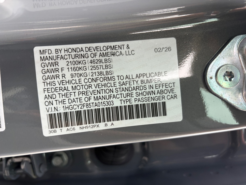 1HGCY2F85TA015303 2026 Honda Accord Hybrid Touring