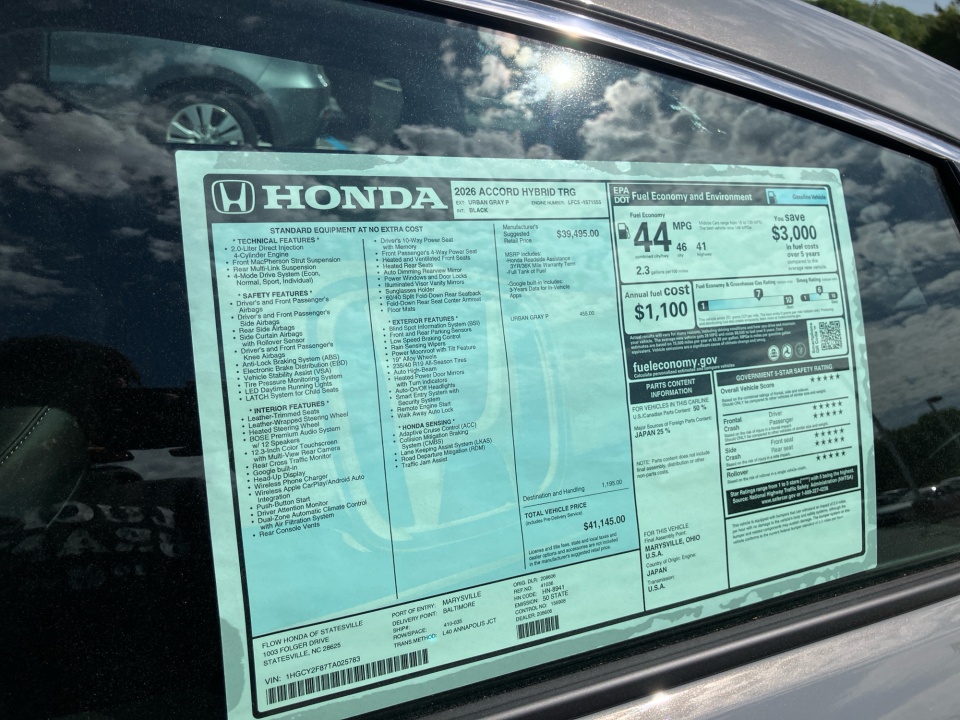 1HGCY2F87TA025783 2026 Honda Accord Hybrid Touring