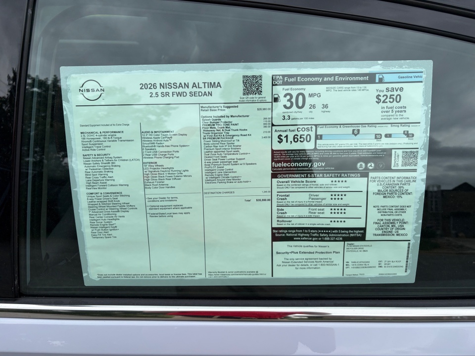 1N4BL4CV9TN333454 2026 Nissan Altima SR FWD