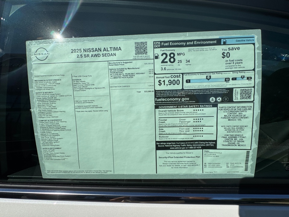 1N4BL4CW2SN420541 2025 Nissan Altima SR AWD