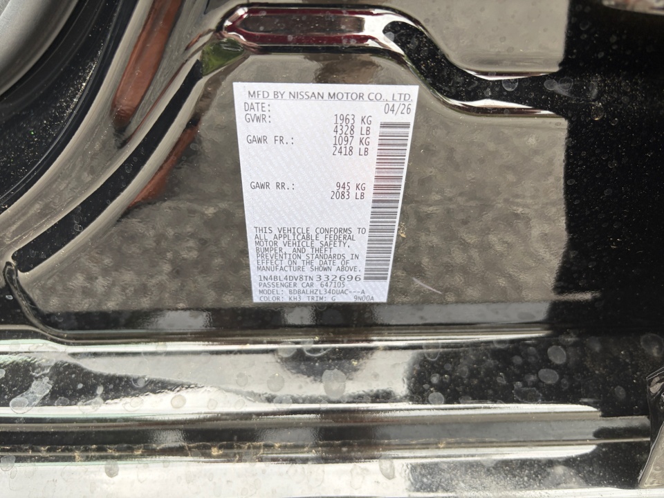 1N4BL4DV8TN332696 2026 Nissan Altima SV FWD