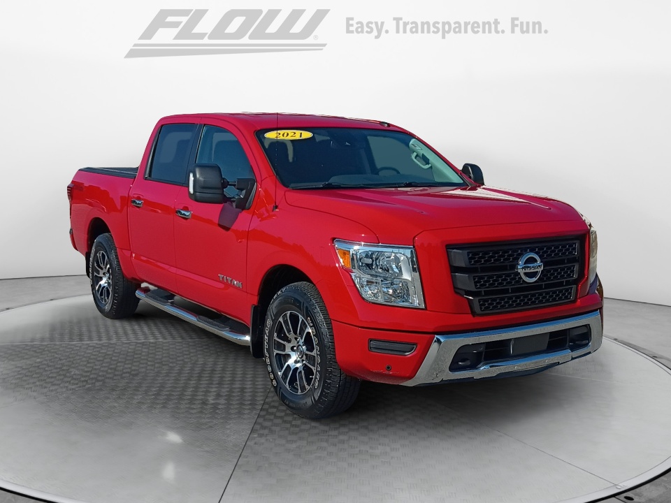 Red 2021 Nissan Titan Pickup Truck Four-Wheel Drive Automatic