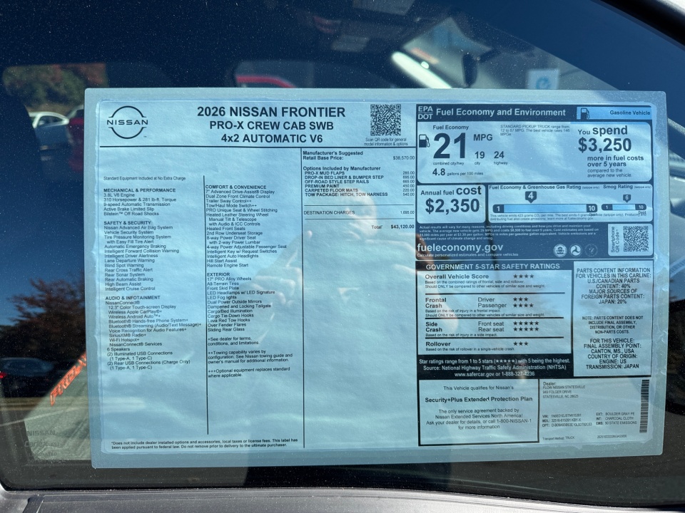 1N6ED1EJ5TN615391 2026 Nissan Frontier Crew Cab PRO-X 4x2