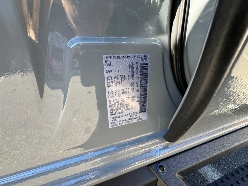 1N6ED1EJ5TN615391 2026 Nissan Frontier Crew Cab PRO-X 4x2