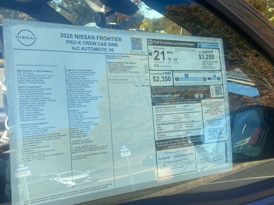 1N6ED1EJ5TN616816 2026 Nissan Frontier Crew Cab PRO-X 4x2