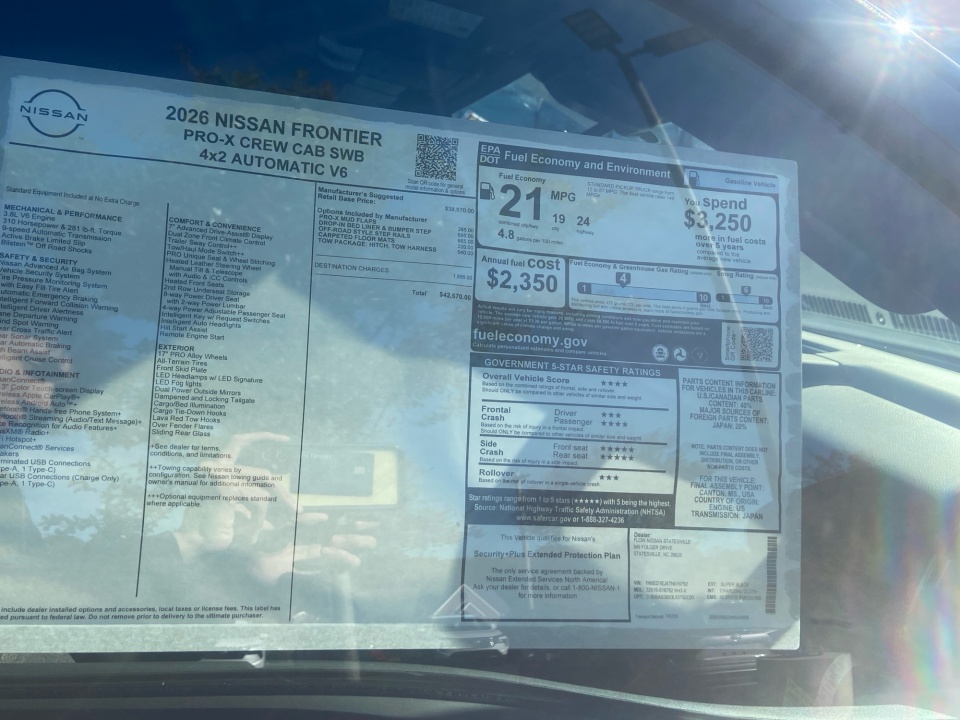 1N6ED1EJ6TN616792 2026 Nissan Frontier Crew Cab PRO-X 4x2