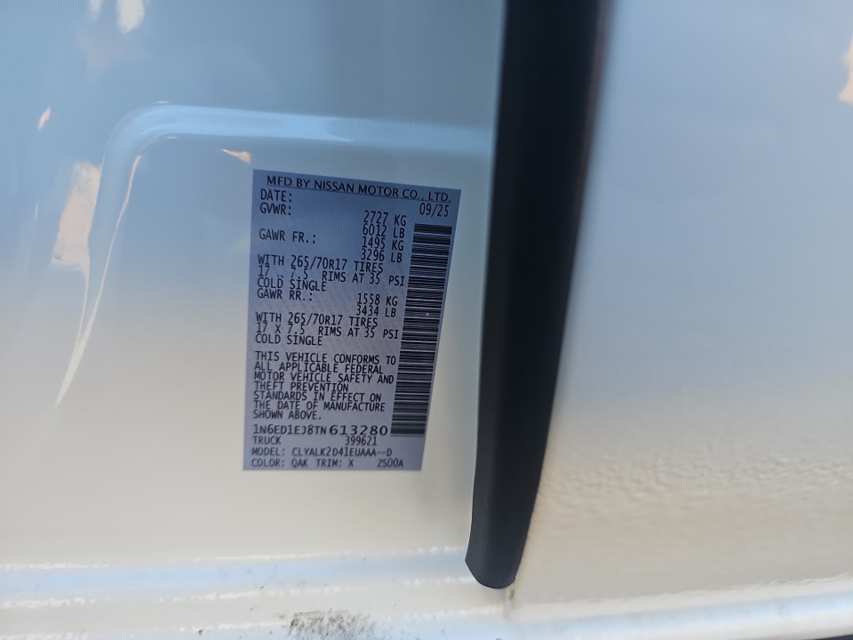 1N6ED1EJ8TN613280 2026 Nissan Frontier Crew Cab PRO-X 4x2