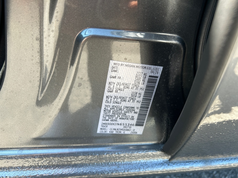 1N6ED1EK1TN655346 2026 Nissan Frontier Crew Cab SV 4x4