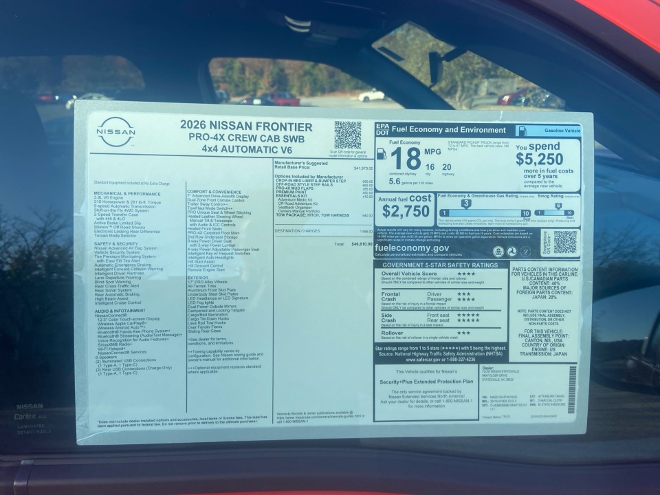 1N6ED1EK4TN619425 2026 Nissan Frontier Crew Cab PRO-4X 4x4