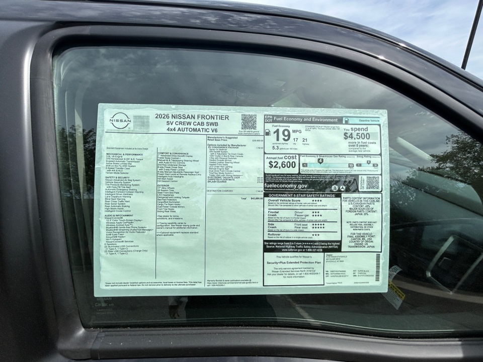 1N6ED1EK5TN649565 2026 Nissan Frontier Crew Cab SV 4x4